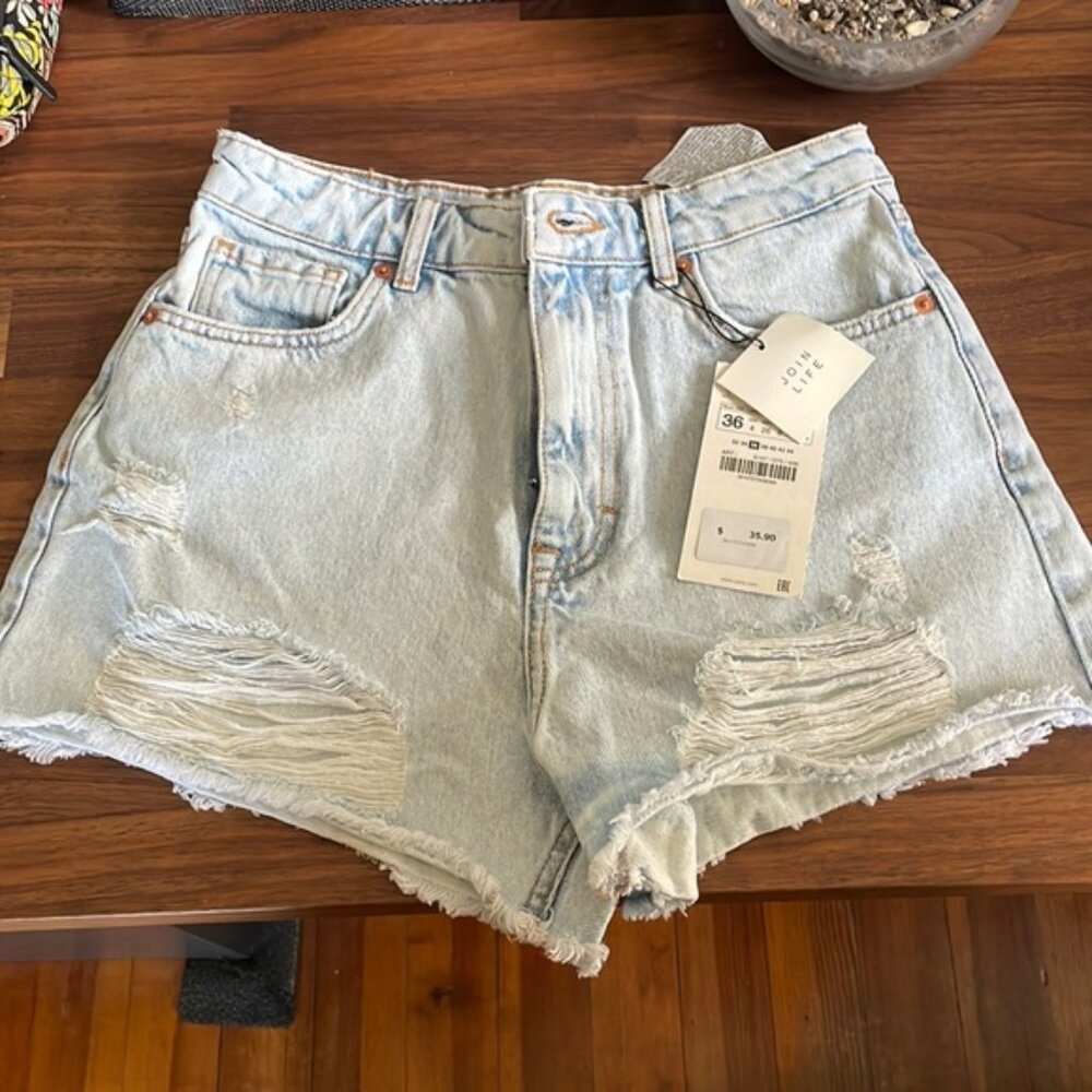 Zara ripped high rise shorts